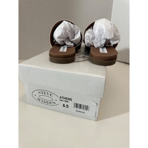 Steve Madden Athens Strappy Flat Sandal Snake print NIB - Picture 7 of 8